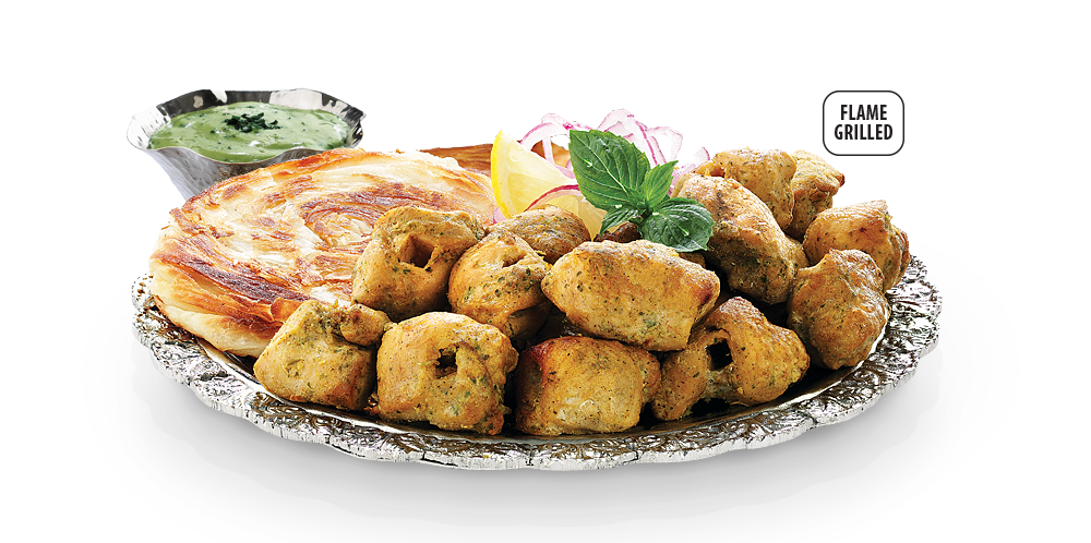 Mughlai Tikka (Boneless chicken cubes, with fresh coriander)