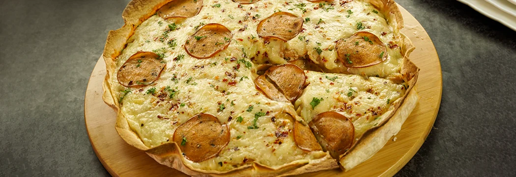 Tortilla Crust Pepperoni Tart