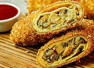 Sausage Mushroom Crepe Rolls